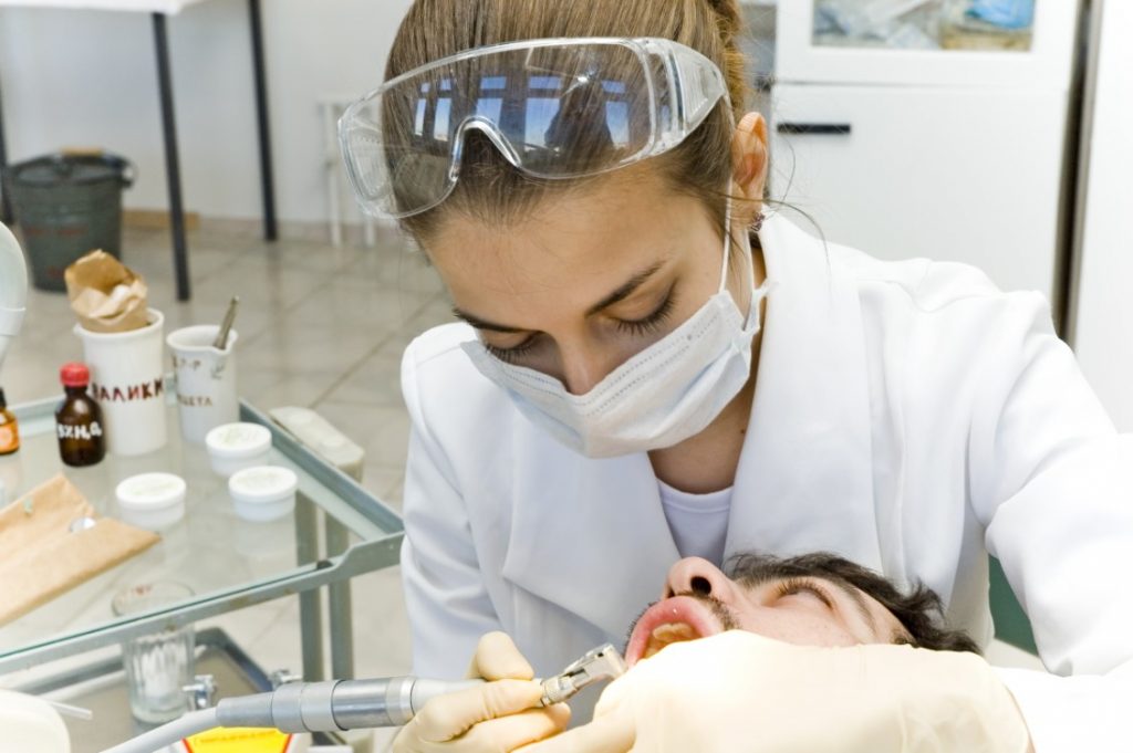 Woman in dentist