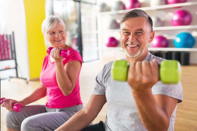 Aging adults doing exercises